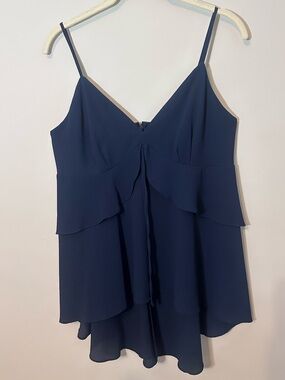 Alton Gray Womens Navy Layered Cami Top Size M Summer Romantic Whimsy Girly